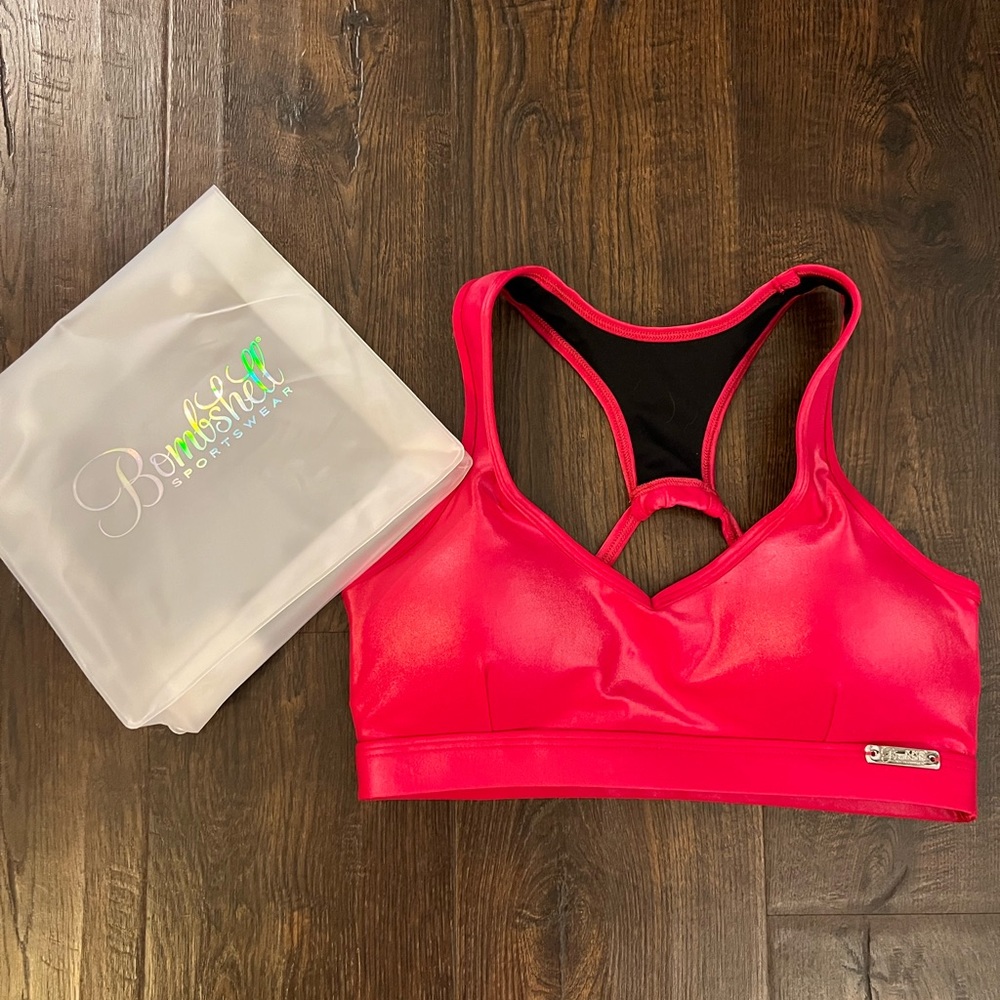 Bombshell Sportswear Red Gloss Bra NEW *S*